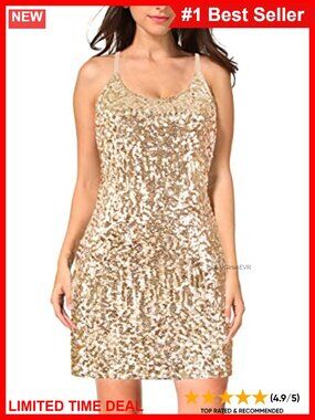 Glitter Sequin Bodycon Mini Dress Adjustable Spaghetti Strap Party Club
